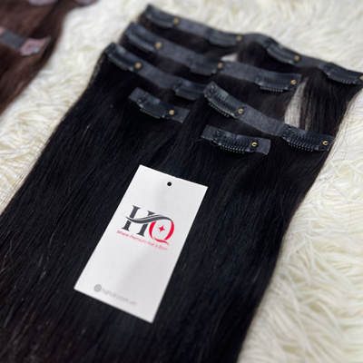 Clip-In Hair Extensions Natural Straight Black 