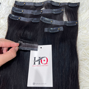 Clip-In Hair Extensions Natural Straight Black 