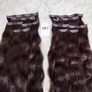 Clip-In Hair Extensions Natural Wave Brown 