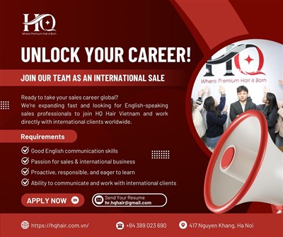 Tuyển Sale Executive – Kinh Doanh Quốc Tế | HQ HAIR Vietnam (Hà Nội)